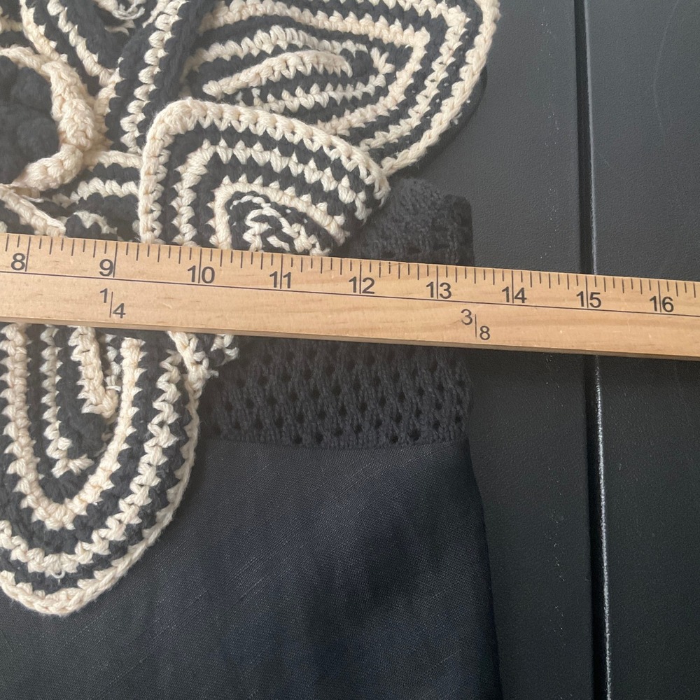 Zara Halter Dress Womens Sz S Black Linen 3D Crochet Flower Boho Festival Resort - Picture 7 of 10